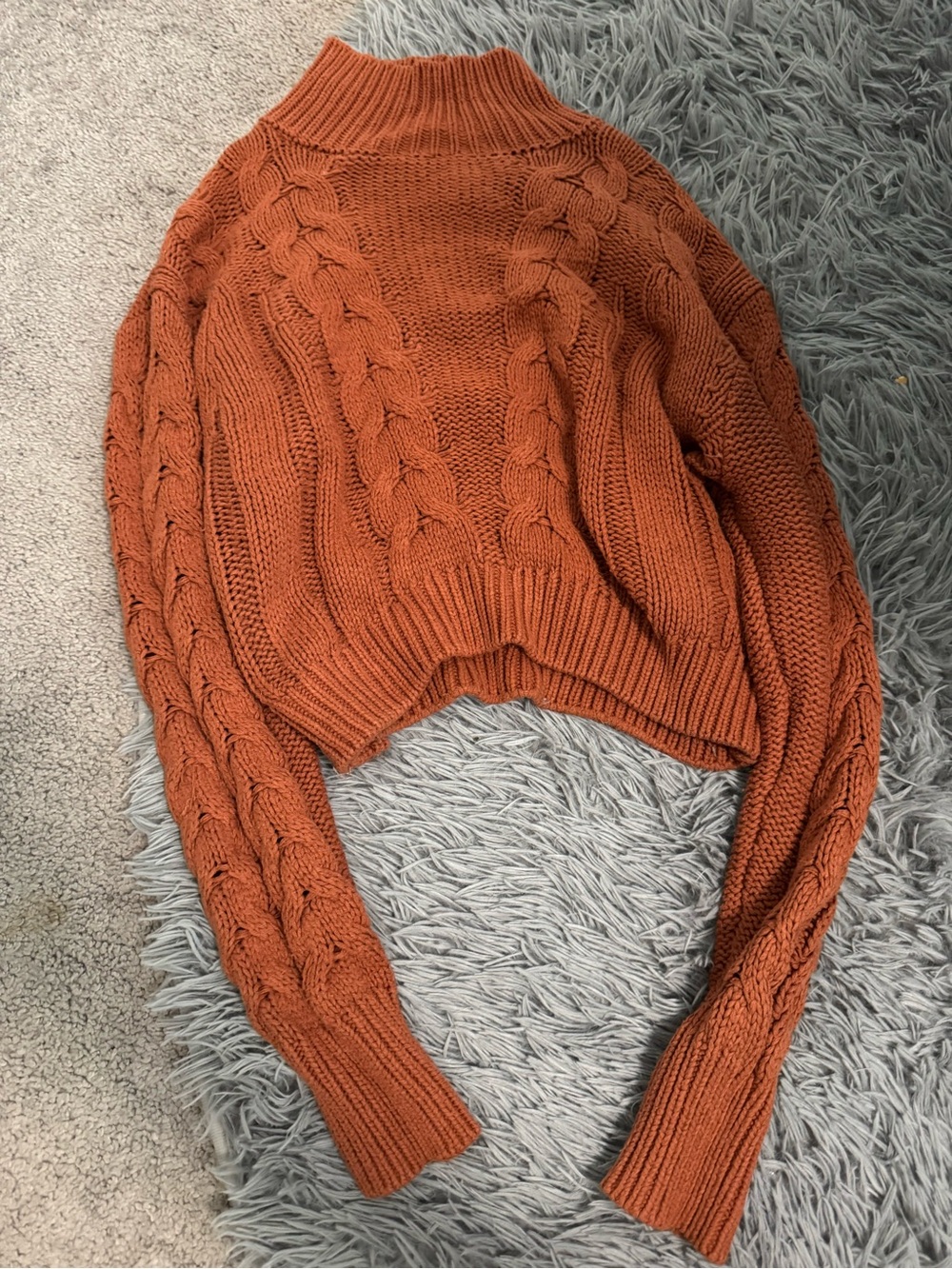 Aeropostale Rust Orange Cable Turtleneck Sweater